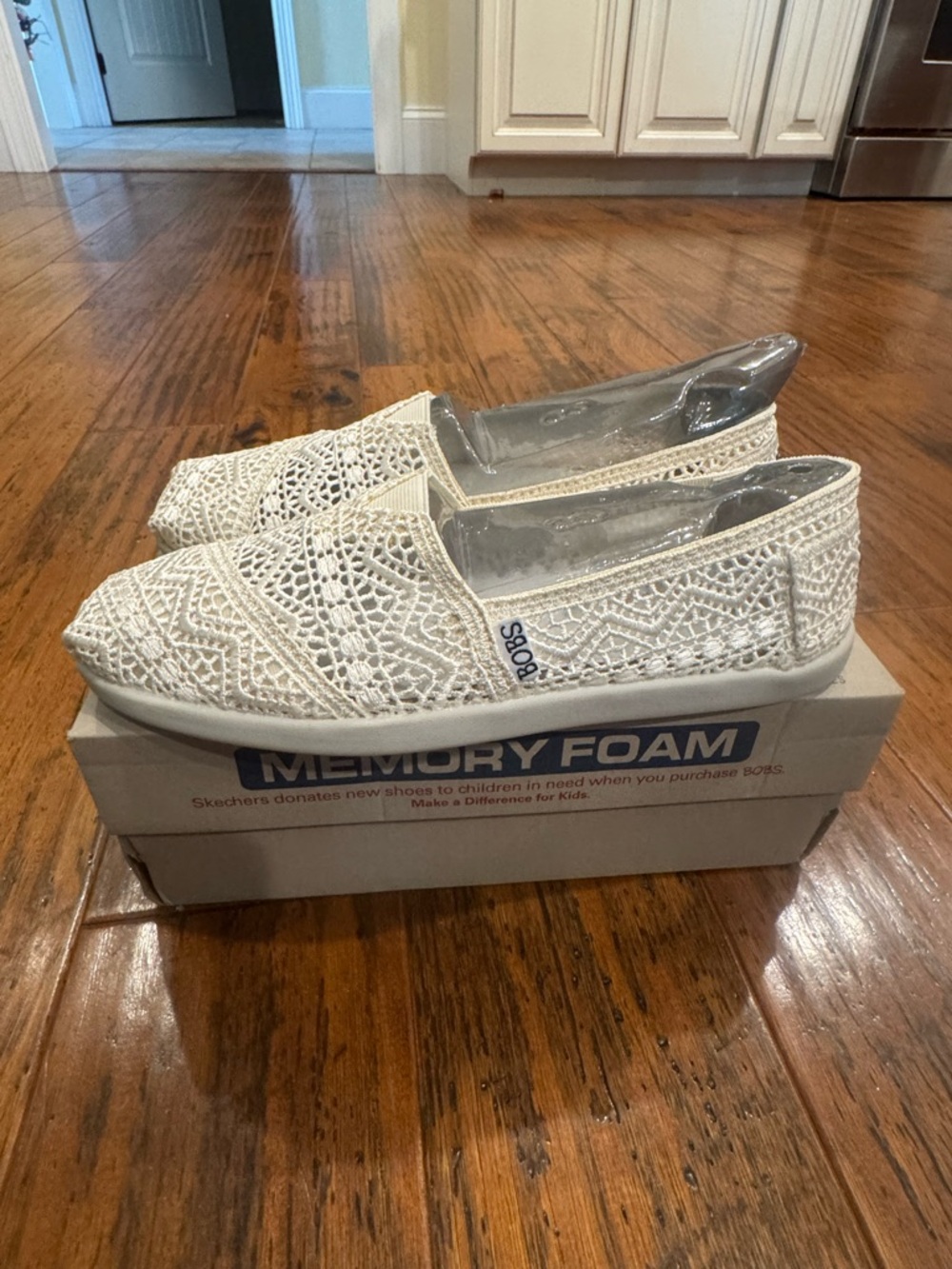 Skechers White Crochet Slip-On Loafers - Picture 3 of 7